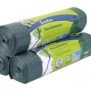 Sacos do lixo Secolan 1x5 Maxi 240L verde/preto para contentores de resíduos grandes