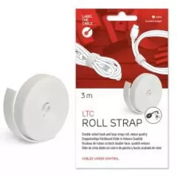 Label-the-cable LTC 1220 Roll Strap fita de velcro, 3 m, branco