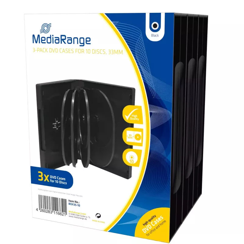 Estojo para DVD MediaRange BOX35-10 preto para 10 discos