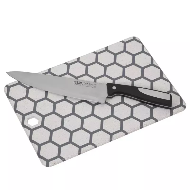 Tábua de corte retangular de plástico Resto Kitchenware 95402 cinzento branco
