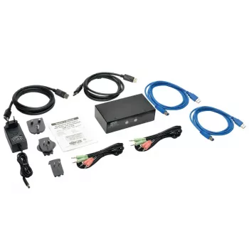 KVM switch DisplayPort de 2 portas com áudio e hub USB 3.0 EATON B004-DPUA2-K — DisplayPort, teclado/rato USB, 2560×1600, cabo de 1,2 m