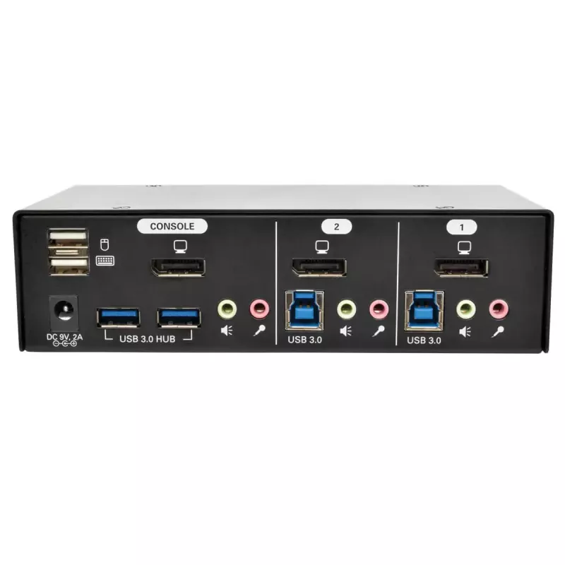 KVM switch DisplayPort de 2 portas com áudio e hub USB 3.0 EATON B004-DPUA2-K — DisplayPort, teclado/rato USB, 2560×1600, cabo de 1,2 m