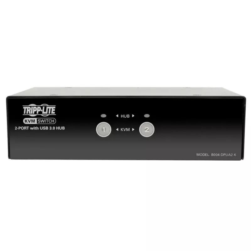 KVM switch DisplayPort de 2 portas com áudio e hub USB 3.0 EATON B004-DPUA2-K — DisplayPort, teclado/rato USB, 2560×1600, cabo de 1,2 m