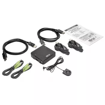 KVM switch DisplayPort de 2 portas Tripp Lite B004-DP2UA2-K, 4K@60Hz, teclado/rato USB, áudio, cabo