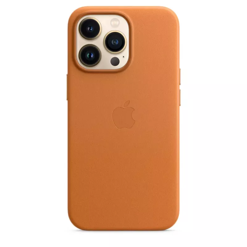 Capa MagSafe em pele para iPhone 13 Pro da Apple — castanho/dourado, para 6,1 polegadas