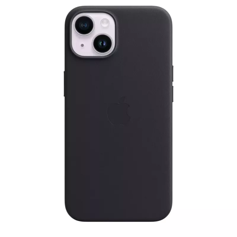 Capa Apple iPhone 14 em pele com MagSafe meia-noite preto