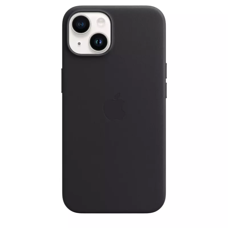 Capa Apple iPhone 14 em pele com MagSafe meia-noite preto