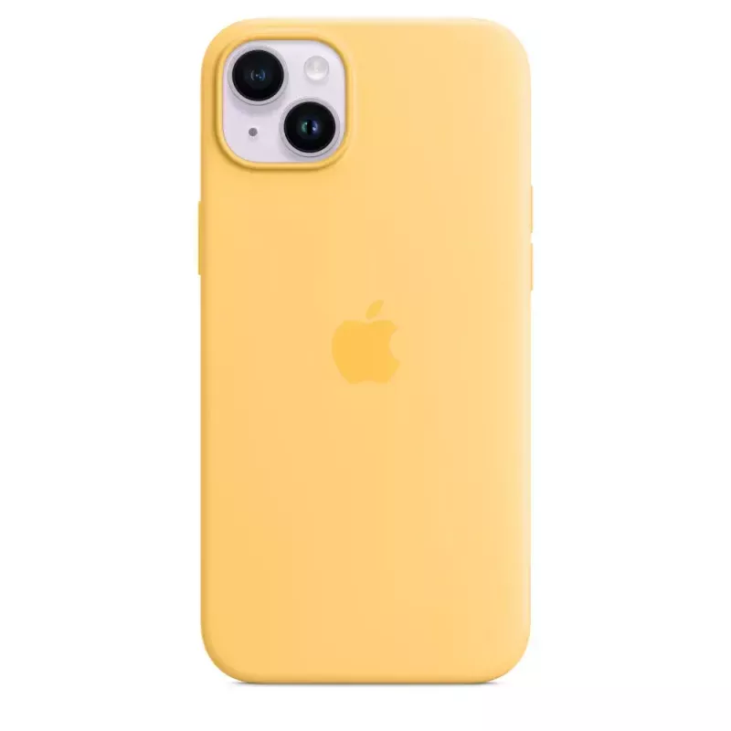 Capa em silicone Apple iPhone 14 Plus MagSafe Sunglow amarelo