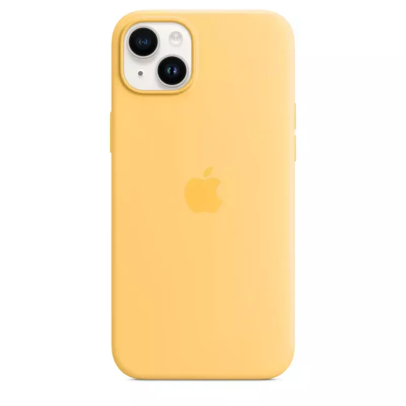 Capa em silicone Apple iPhone 14 Plus MagSafe Sunglow amarelo