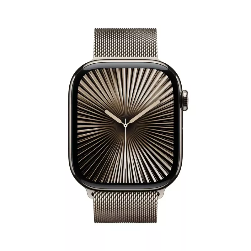 Smartwatch Apple Watch Series 10 GPS + Cellular 46 mm caixa de titânio Natural com pulseira Milanese Loop Natural – S/M