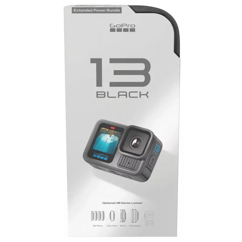 Action cam GoPro HERO13 Black Power Bundle — 5.3K Ultra HD, 240 fps, 27,6 MP, campo de visão de 177°