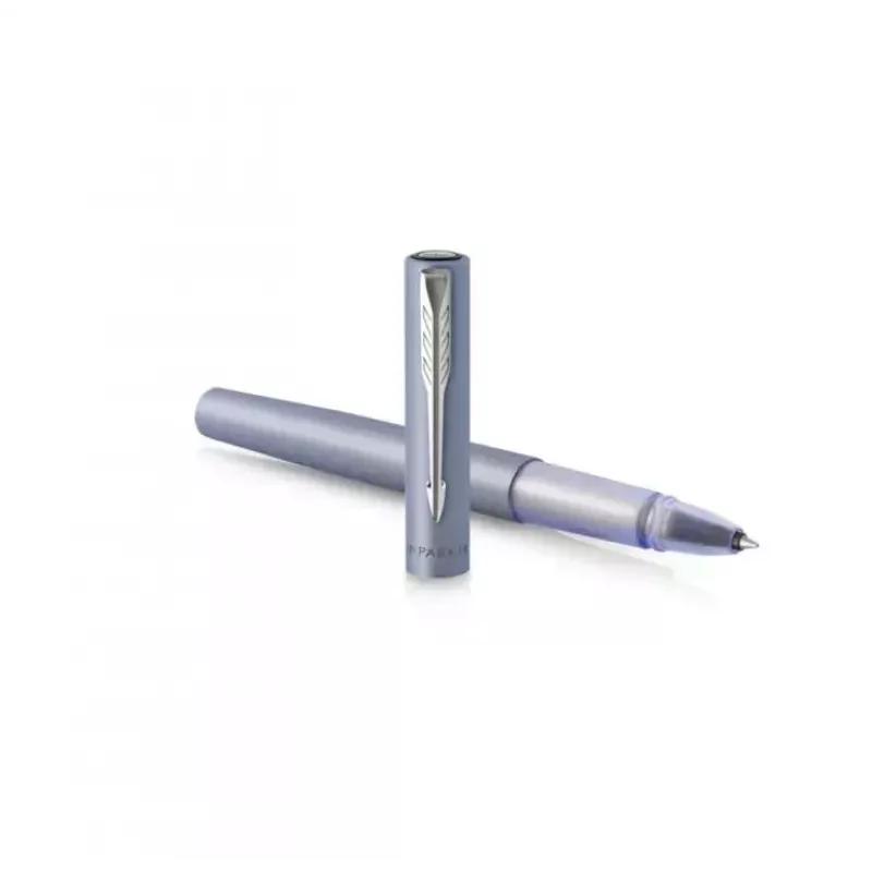 Caneta esferográfica Parker Vector XL azul prateada aço inoxidável