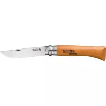 Faca de bolso Opinel N.º 10 lâmina de aço carbono, cabo de madeira