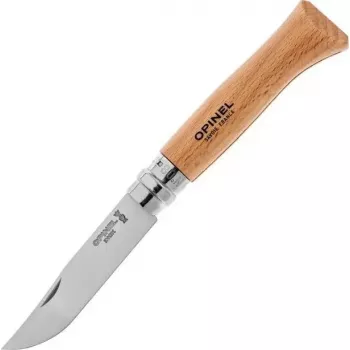 Faca de bolso Opinel N.º 08 — lâmina de aço inoxidável Opinel, cabo de madeira dobrável