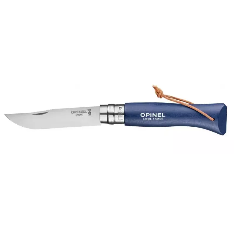 Faca de bolso Opinel N°08 Camper/Scout azul comprimento da lâmina 8,5 cm