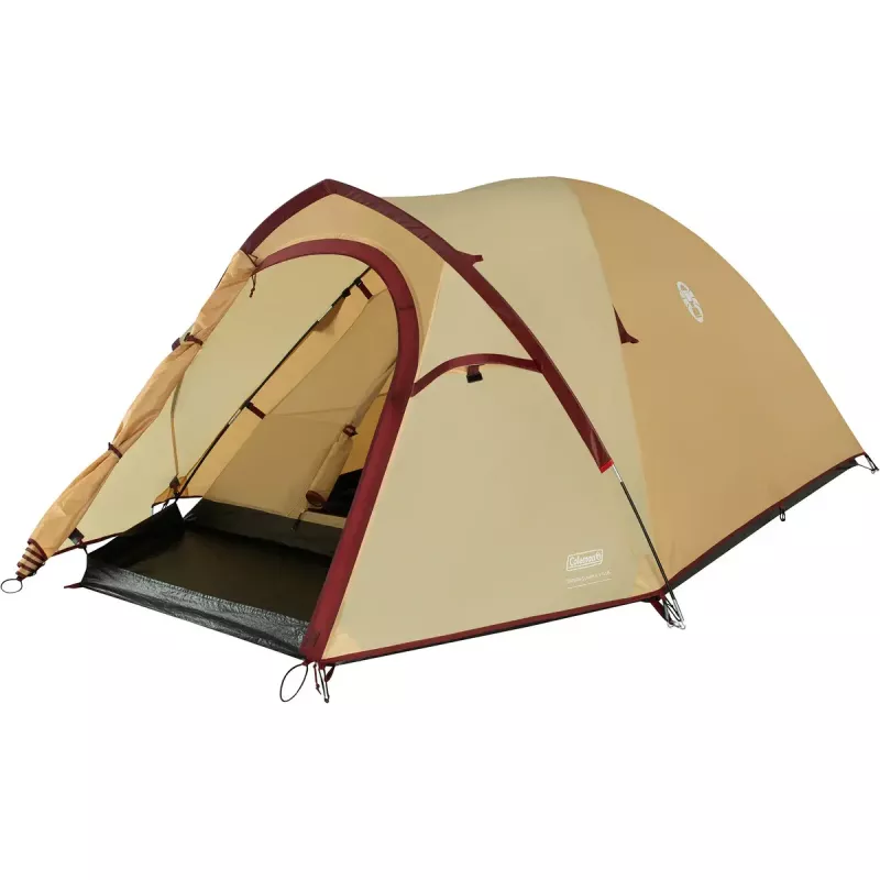 Tenda COLEMAN Darwin 3 Plus Summer – 3 pessoas, modelo de verão, bege/vermelho-escuro