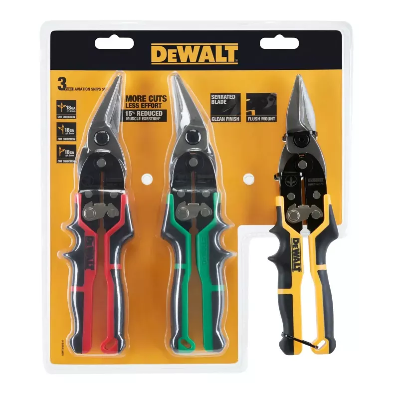 Conjunto de tesouras de chapa DeWALT DWHT14676-0, 3 peças