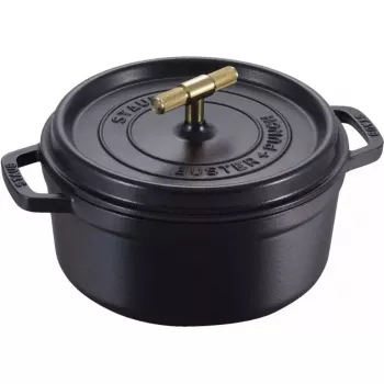 Cocotte redonda de ferro fundido Staub La Cocotte Buster & Punch 24 cm, preta
