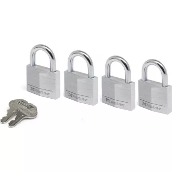Cadeado MASTERLOCK 9140EURQNOP 40 mm — conjunto de 4 cadeados com corpo em latão e combinação numérica