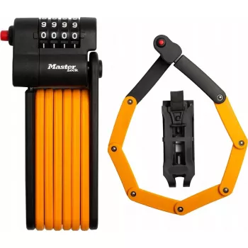 Cadeado dobrável de combinação para bicicletas MASTERLOCK 8336EURDPRO — construção dobrável robusta, código numérico