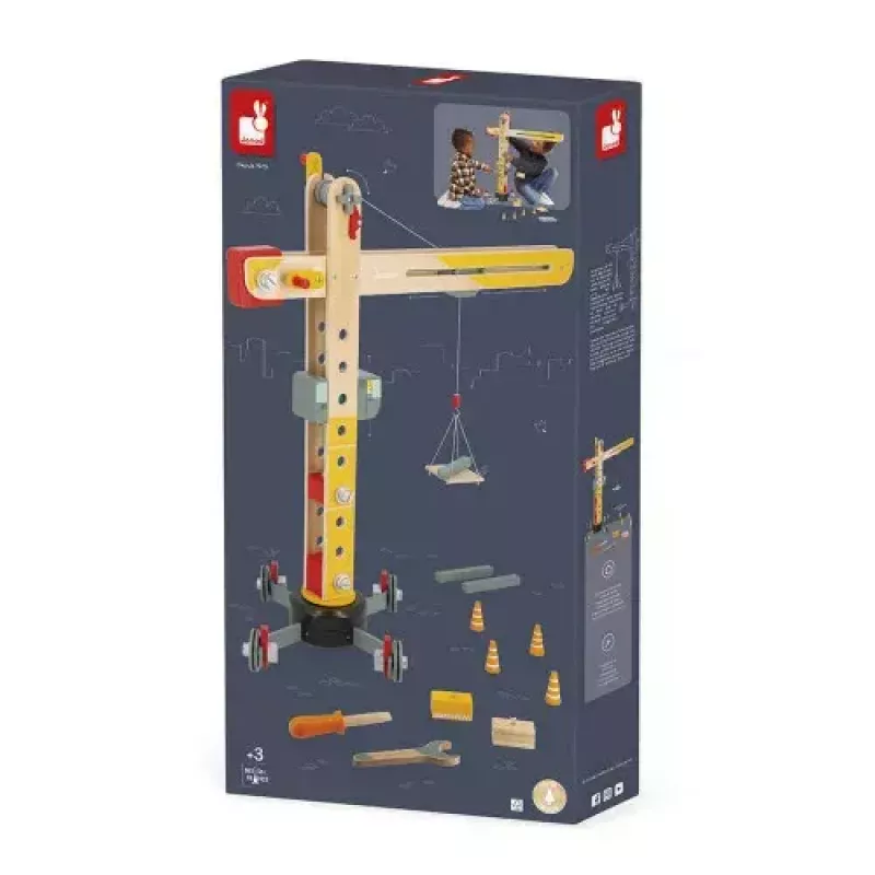 JANOD Grande grua multicolor madeira de faia 3-8 anos