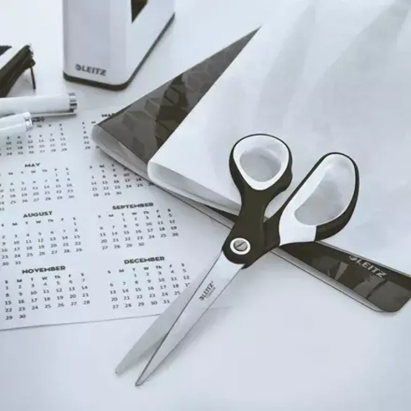 Tesouras Leitz WOW corte reto preto branco