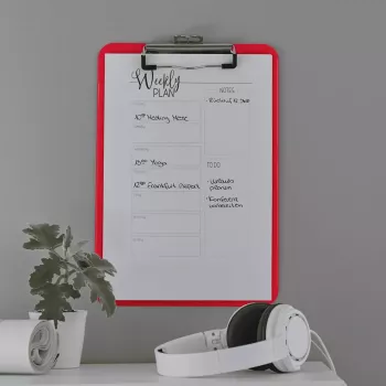 Prancheta Leitz WOW A4 metal vermelho 80 folhas
