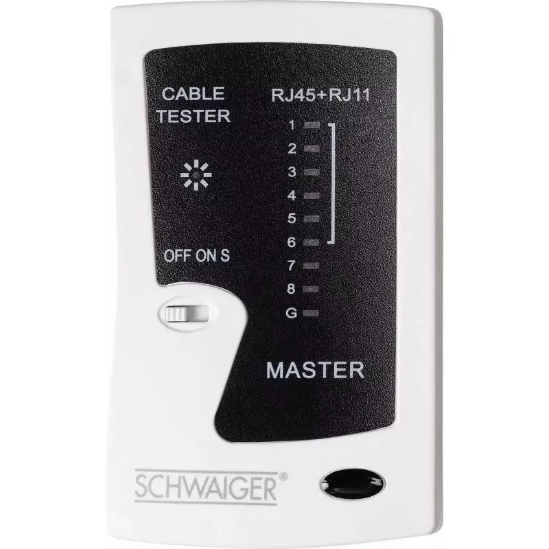 Testador de cabos de rede Schwaiger NWM1 531 RJ-11 RJ-45 preto branco