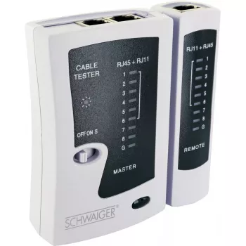 Testador de cabos de rede Schwaiger NWM1 531 RJ-11 RJ-45 preto branco