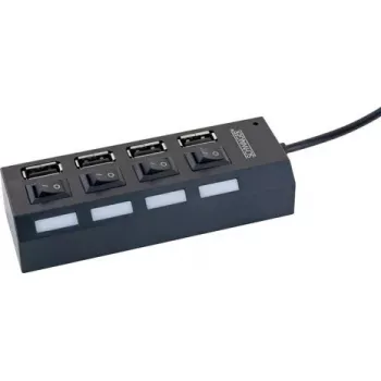 Hub USB Schwaiger UH4013 2.0 480 Mbit/s preto