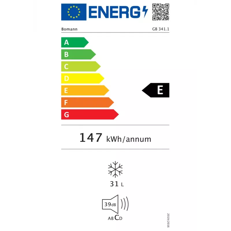 Arca congeladora Bomann GB 341 modelo vertical — 31 L, 4 estrelas, R600a, 39 dB, branco