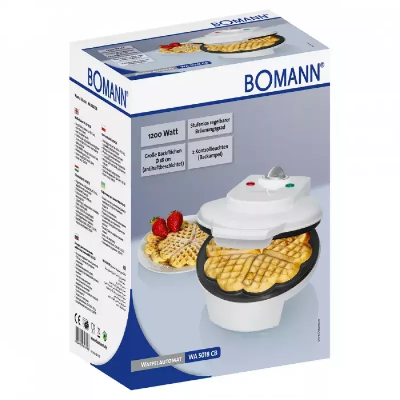 Máquina de waffles Bomann WA 5018 CB 1 waffle 1200 W branco