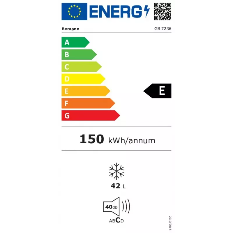 Congelador BOMANN GB 7236, 42 l, preto, descongelação manual, ≤ -18 °C, regulação contínua