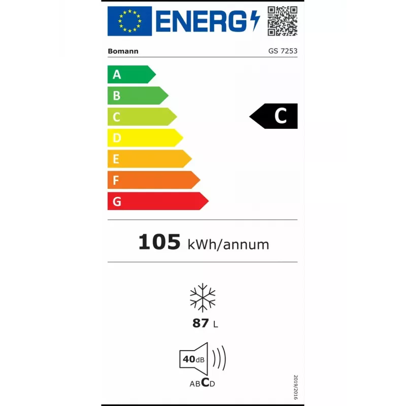 Congelador BOMANN GS 7253, 87 L, branco, classe energética C, 850×550×580 mm