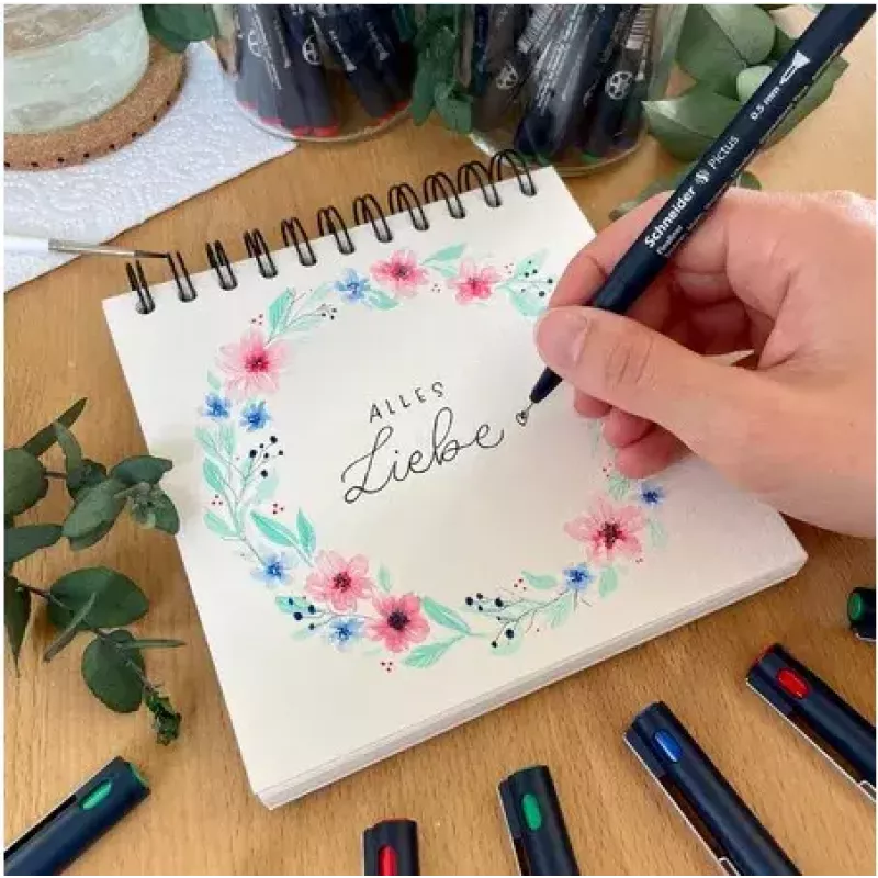 Fineliner Schneider Schreibgeräte Pictus preto azul verde vermelho 5 unid.