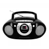 Sistema estéreo portátil Soundmaster SCD5100SW — sintonizador FM analógico 87,5–108 MHz, leitor de CD/MP3, 1 W RMS, ecrã LED, preto