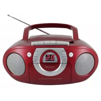 Sistema estéreo portátil Soundmaster SCD5100RO — CD/rádio/USB? (cinzento, vermelho)