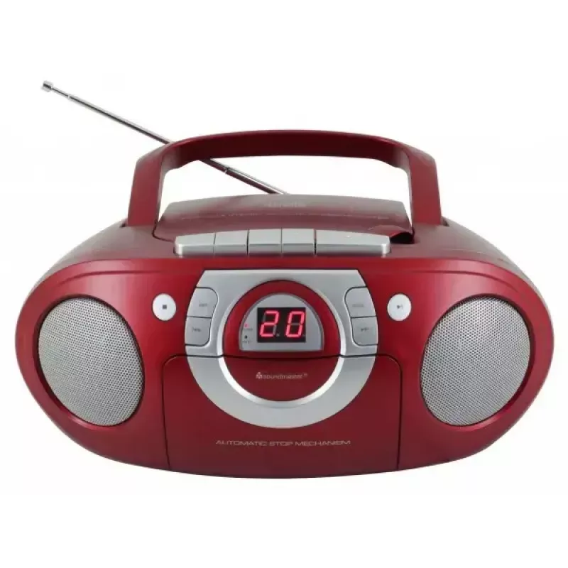 Sistema estéreo portátil Soundmaster SCD5100RO — CD/rádio/USB? (cinzento, vermelho)
