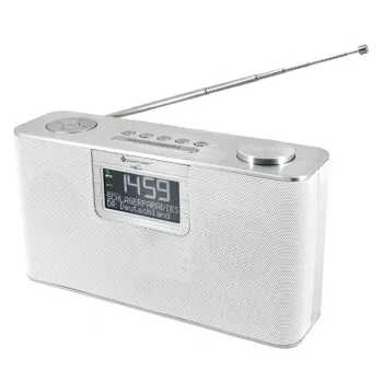 Rádio pessoal Soundmaster DAB700WE – analógico e digital (DAB+, FM), 12 W RMS, LCD 2,9 polegadas, MicroSD, prateado/branco