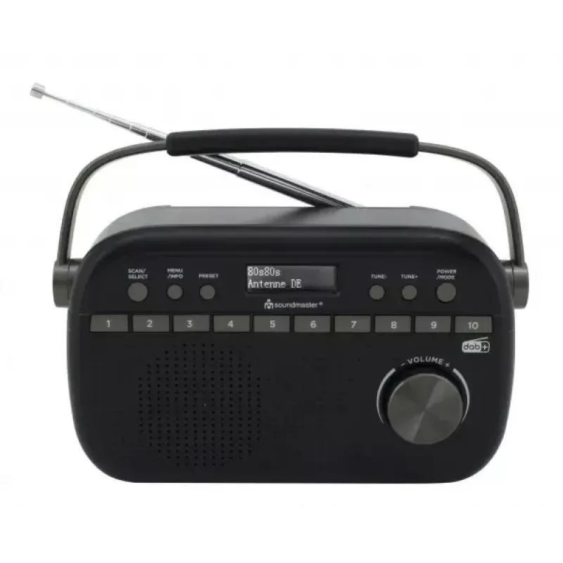 Rádio portátil Soundmaster DAB280 — DAB+, FM, analógico e digital, 1,2 W, preto, alimentação por rede/pilhas