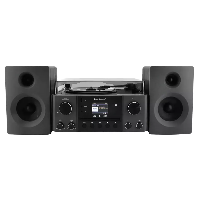 Sistema de áudio doméstico Soundmaster MCD1950SW — 20 W RMS, DAB+/FM, reprodução de CD/MP3, AUX de 3,5 mm, alimentação por rede (preto)