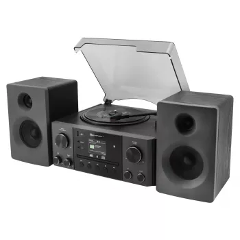 Sistema de áudio doméstico Soundmaster MCD1950SW — 20 W RMS, DAB+/FM, reprodução de CD/MP3, AUX de 3,5 mm, alimentação por rede (preto)