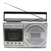 Leitor de cassetes portátil Soundmaster RR20SI — rádio FM/MW/KW, 3 W RMS, auscultadores de 3,5 mm, preto/prateado