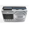 Leitor de cassetes portátil Soundmaster RR20SI — rádio FM/MW/KW, 3 W RMS, auscultadores de 3,5 mm, preto/prateado