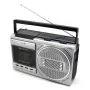 Leitor de cassetes portátil Soundmaster RR20SI — rádio FM/MW/KW, 3 W RMS, auscultadores de 3,5 mm, preto/prateado