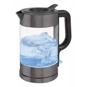 Chaleira elétrica ProfiCook PC-WKS 1322 G – 1,7 L, 2200 W, corpo de vidro, aço inoxidável, preto/transparente