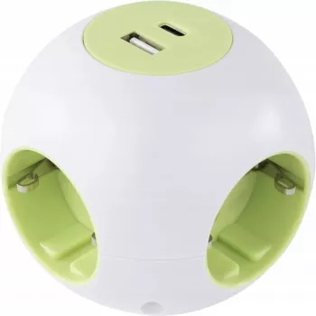Cubo de tomadas REV PowerGlobe 4 tomadas com portas USB, branco, cabo de 1,4 m