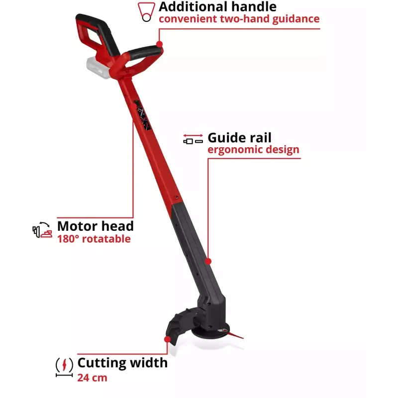 Aparador de relva com bateria EINHELL Power X-Change GC-CT 18/2411 Li P-Solo, 18 V, vermelho/preto (bateria e carregador não incluídos)