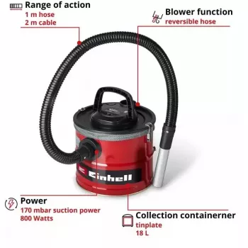 Aspirador de cinzas EINHELL TC-AV 1830 D 18 L (modelo 2351662)