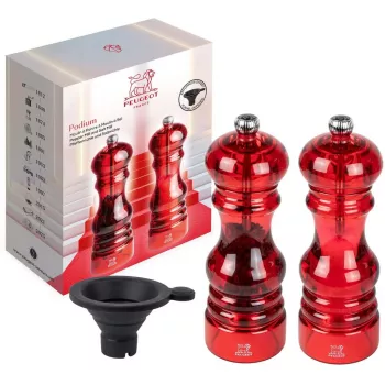 Duo de moinhos de pimenta e sal PEUGEOT Podium 18 cm, acrílico, vermelho
